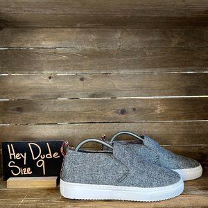 Womens Hey Dude Peyton Linen Grey Black Casual Slip On Sneakers Shoes Size 9‎ M